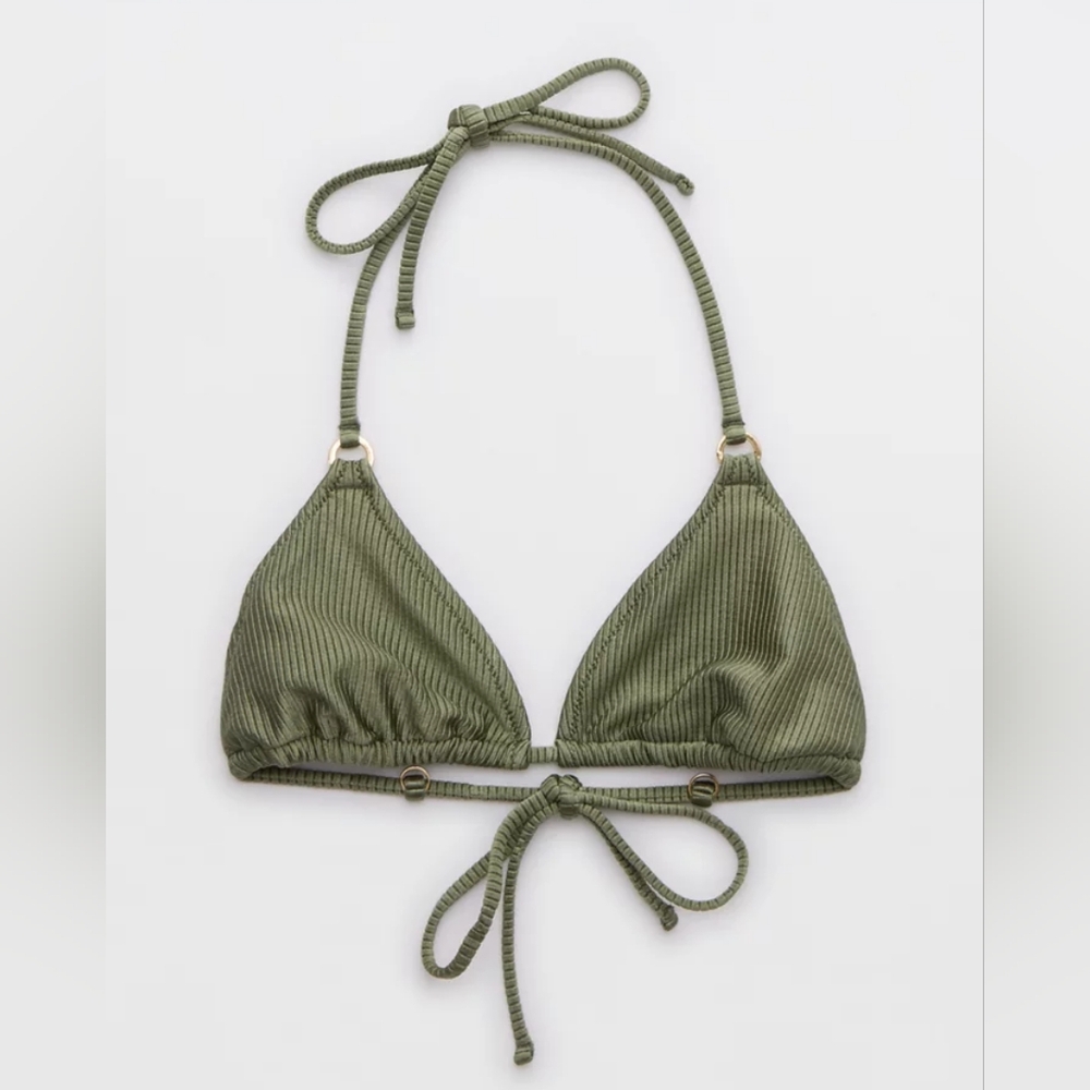 Aerie - Shine Rib String Triangle Bikini Top - Size S  (NWT)
